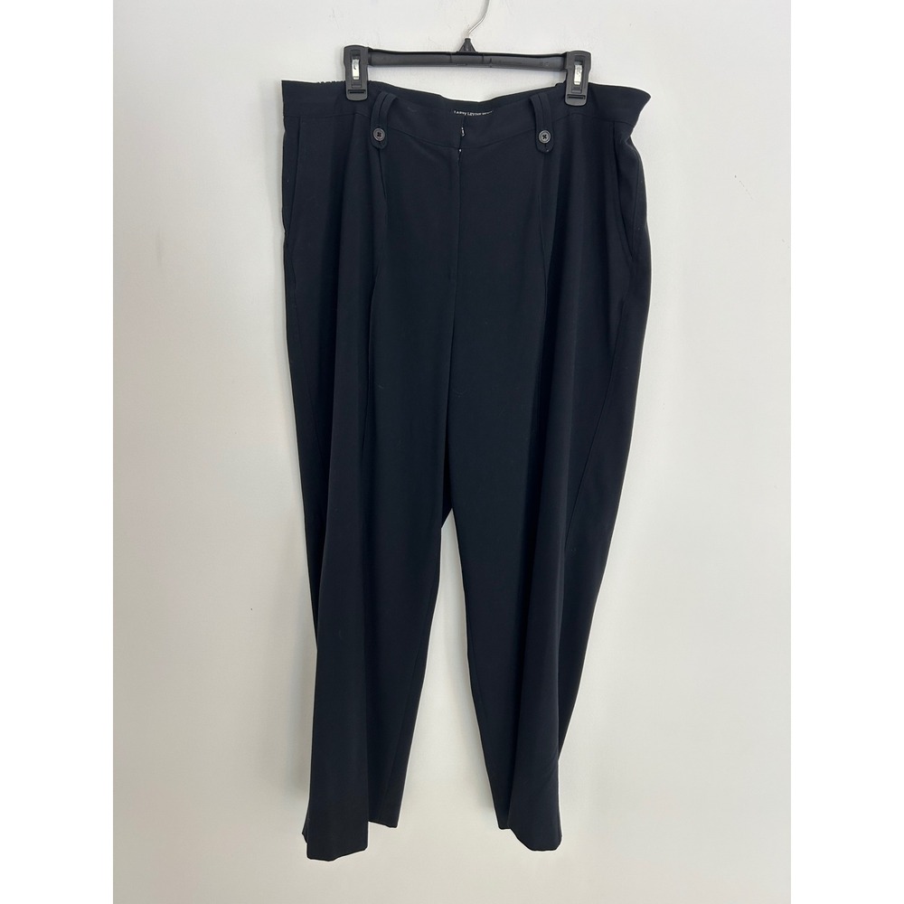 Larry Levine Woman Stretch Black Dress Pants Plus Size 20W Straight Leg Trousers